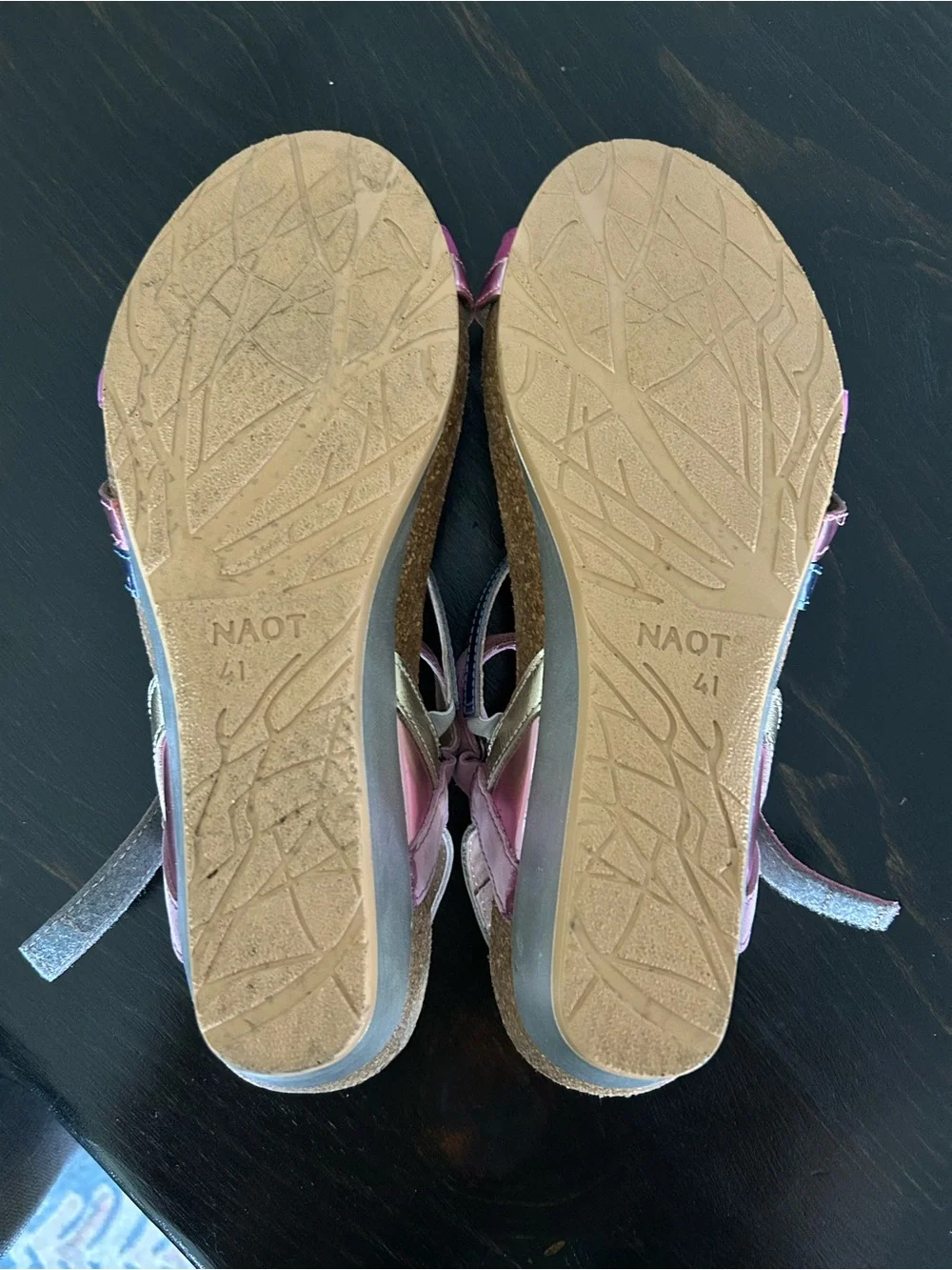 NAOT Hero Pink/Purple Wedge Sandal - Size 41 (10 US)
